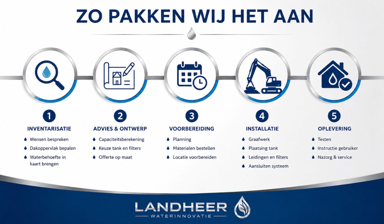 Installatie regenwatersysteem door Landheer Waterinnovatie